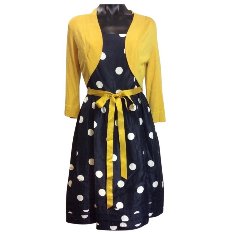Jessica Howard Navy Polka Dot
Dress Spaghetti Strap & Bolero Jacket